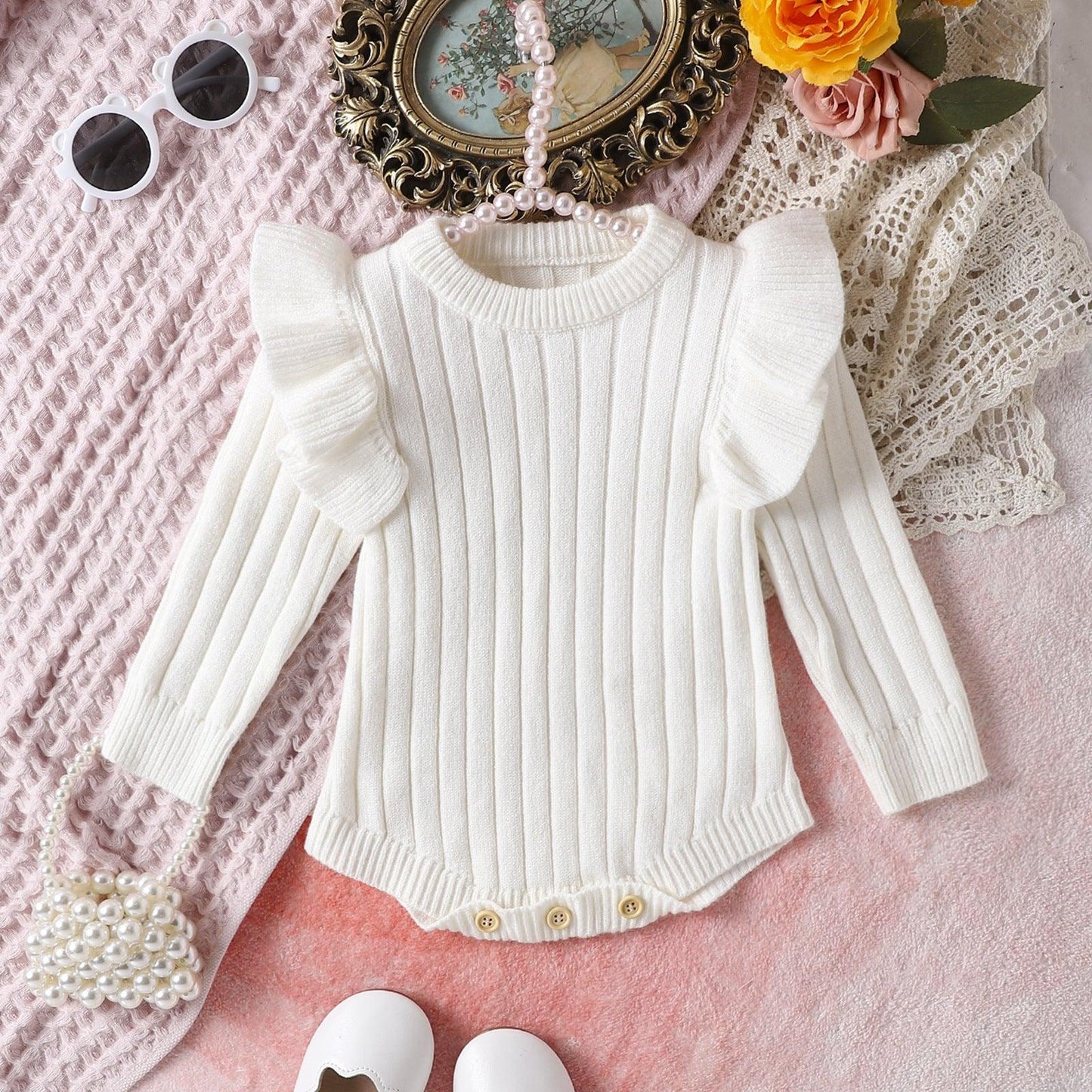 Autumn And Winter Baby Girl Knitted Sweater Fashion Jumpsuit Romper