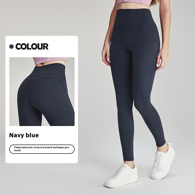 Fleece-lined Yoga Pants Women's High Elastic Peach Hip Autumn And Winter Warm