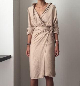 Irregular hip wrap dress