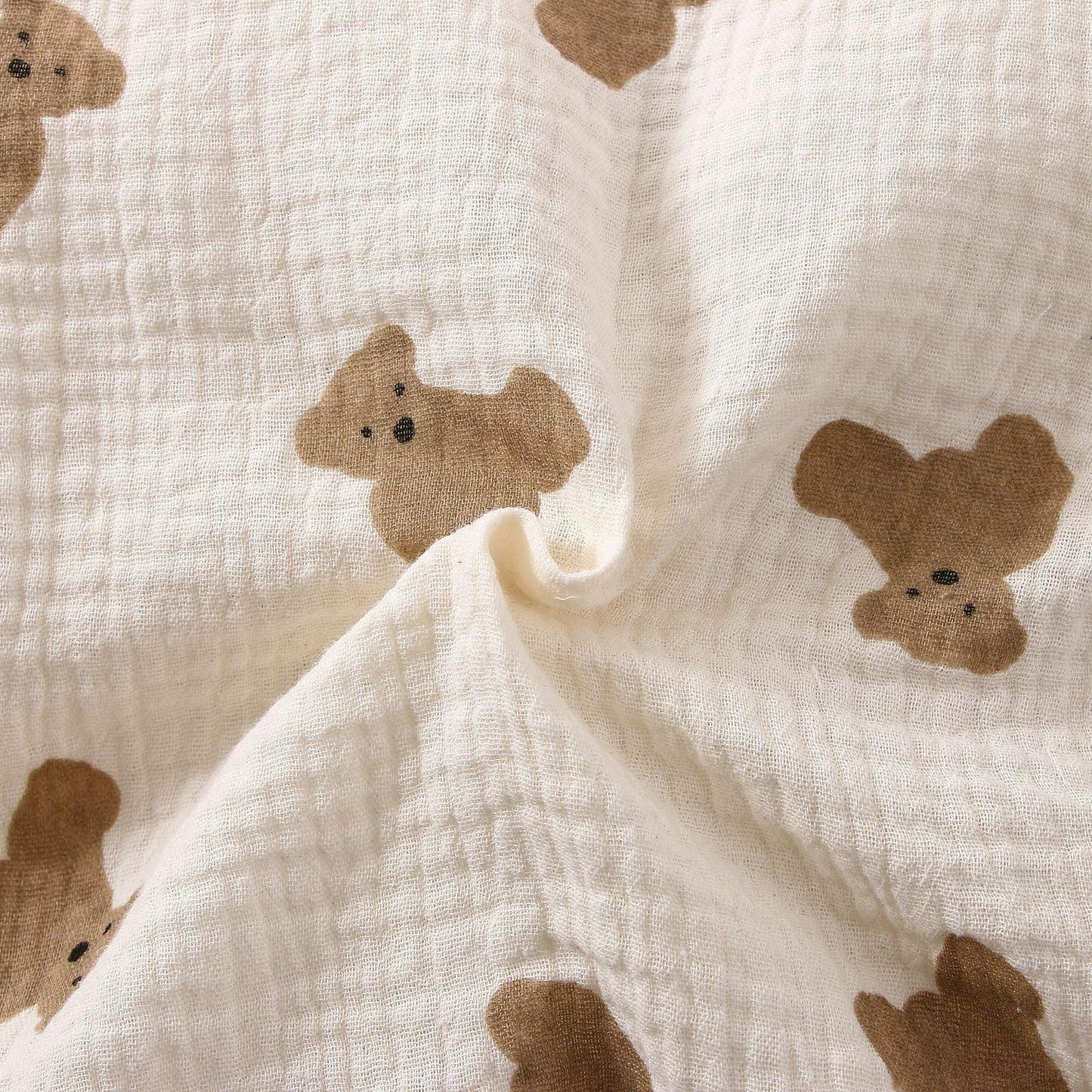 Girls' Bear Printed Pajamas Long-sleeve Suit