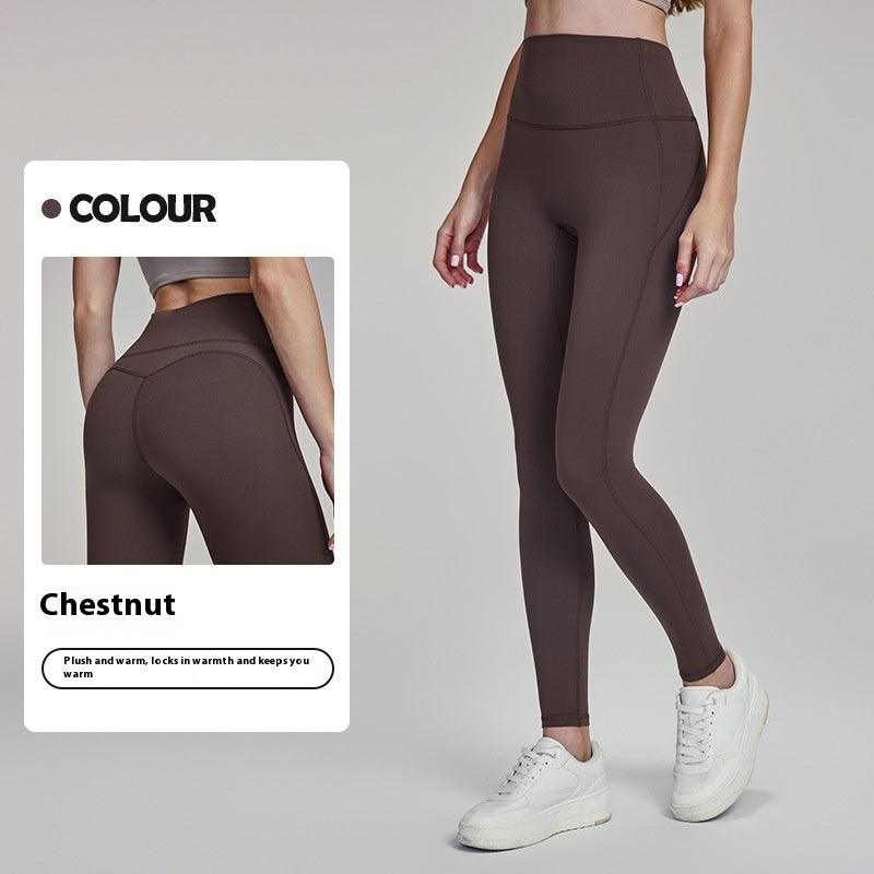 Fleece-lined Yoga Pants Women's High Elastic Peach Hip Autumn And Winter Warm