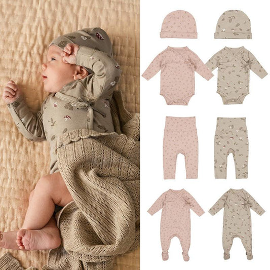 Baby Rompers Cotton Printed Long Climbing Romper Suit