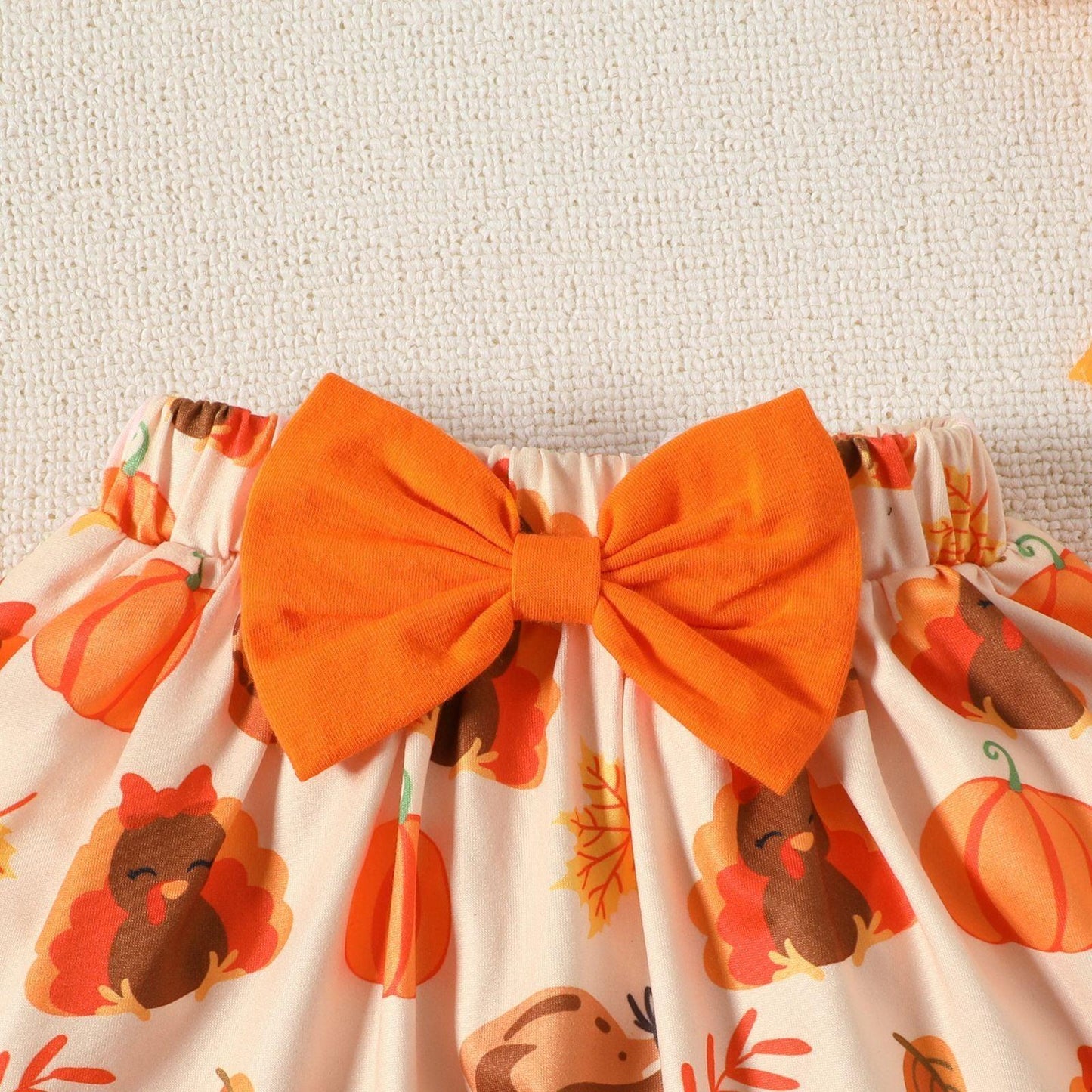 Children's Clothing Infant Suit Turkey Pumpkin Printed Two-piece Suit