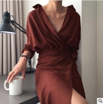 Irregular hip wrap dress