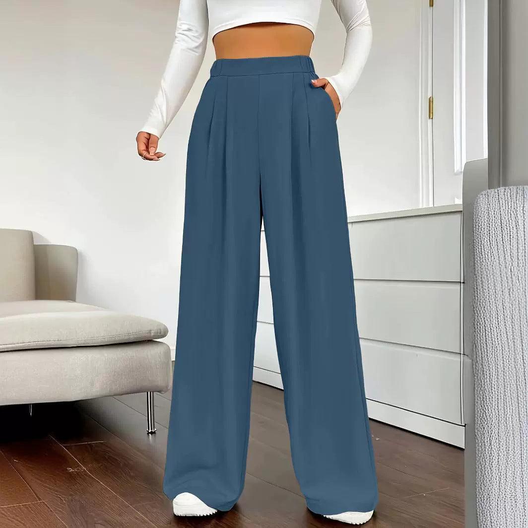 Elegant High Waist Wide Leg Straight Casual Pants