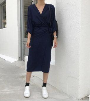 Irregular hip wrap dress