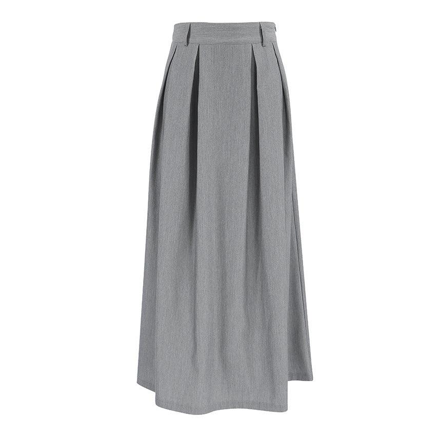 Casual High Waist Slim-fit Pleated A Swing Skirt