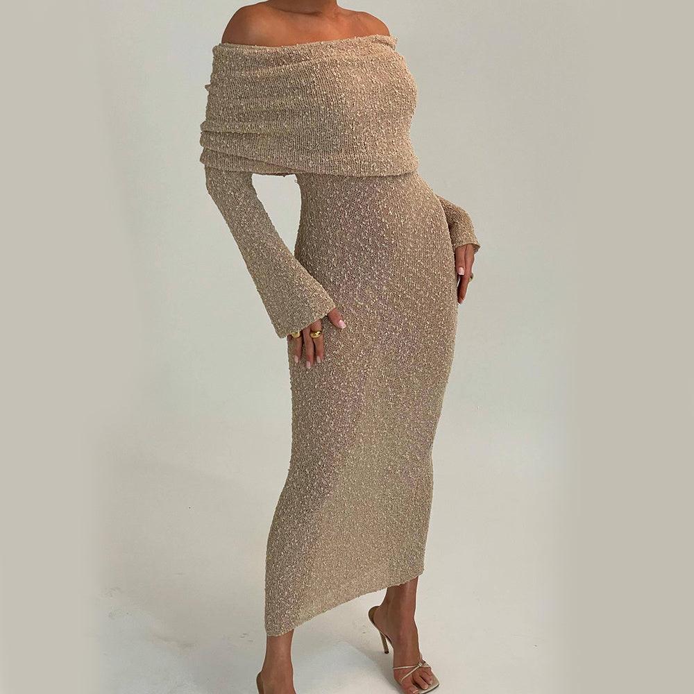 Beach vacation knitted hollow collar long dress