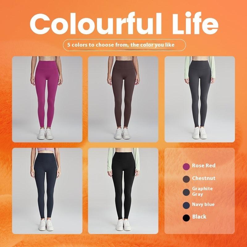 Fleece-lined Yoga Pants Women's High Elastic Peach Hip Autumn And Winter Warm