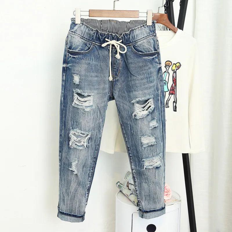 Summer Ripped Boyfriend Jeans for Women