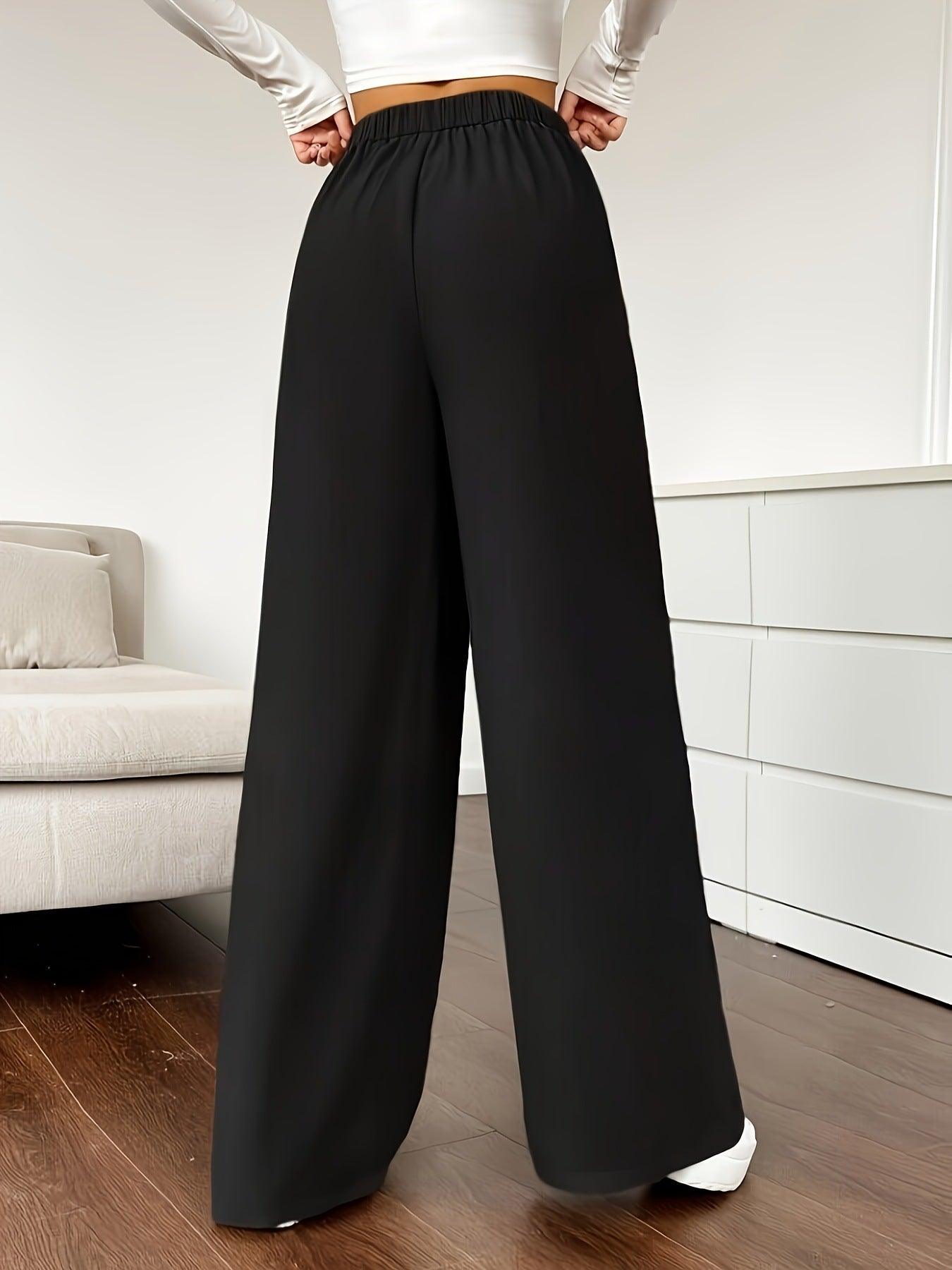 Elegant High Waist Wide Leg Straight Casual Pants