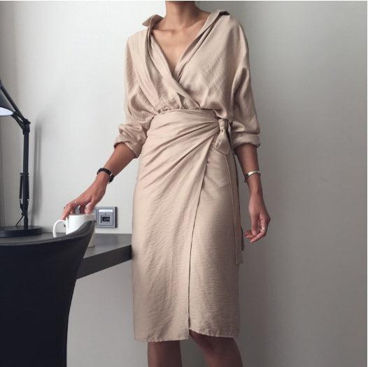 Irregular hip wrap dress