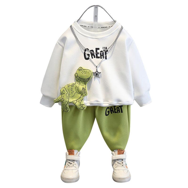 Boys And Girls Sweater Three-dimensional Dinosaur Two-piece Set Children