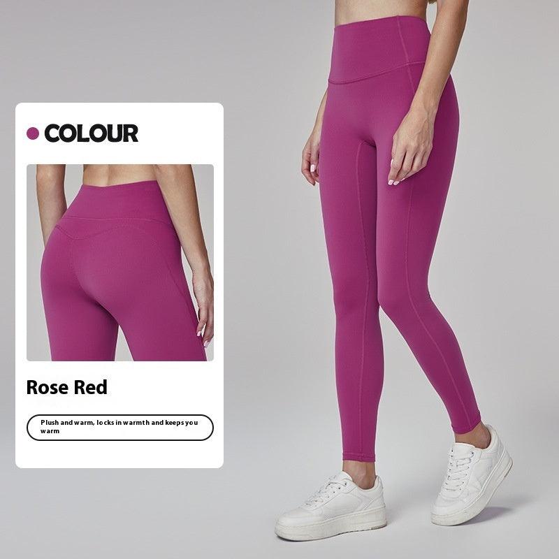 Fleece-lined Yoga Pants Women's High Elastic Peach Hip Autumn And Winter Warm