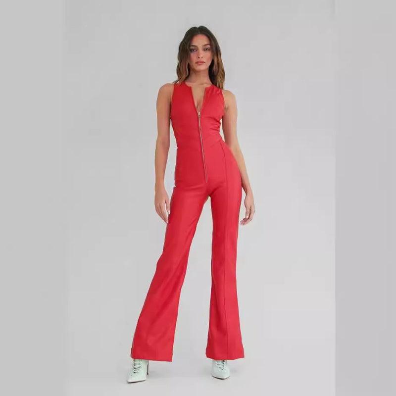 Summer Slim Heart-shape Backless Denim Jumpsuit