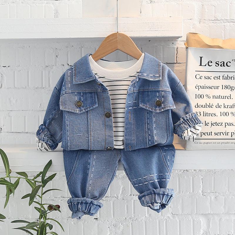 Autumn Children's Jeans Cardigan Pants T-shirt Suit