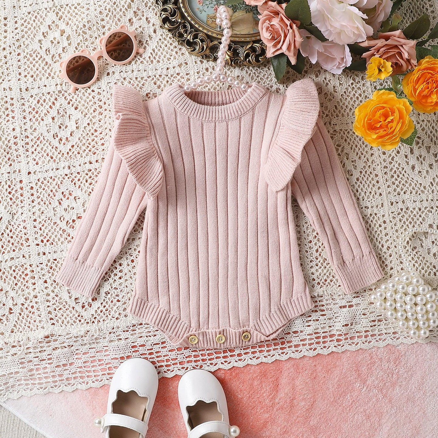 Autumn And Winter Baby Girl Knitted Sweater Fashion Jumpsuit Romper