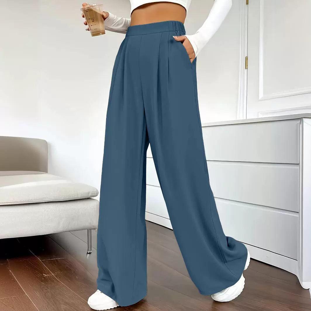 Elegant High Waist Wide Leg Straight Casual Pants