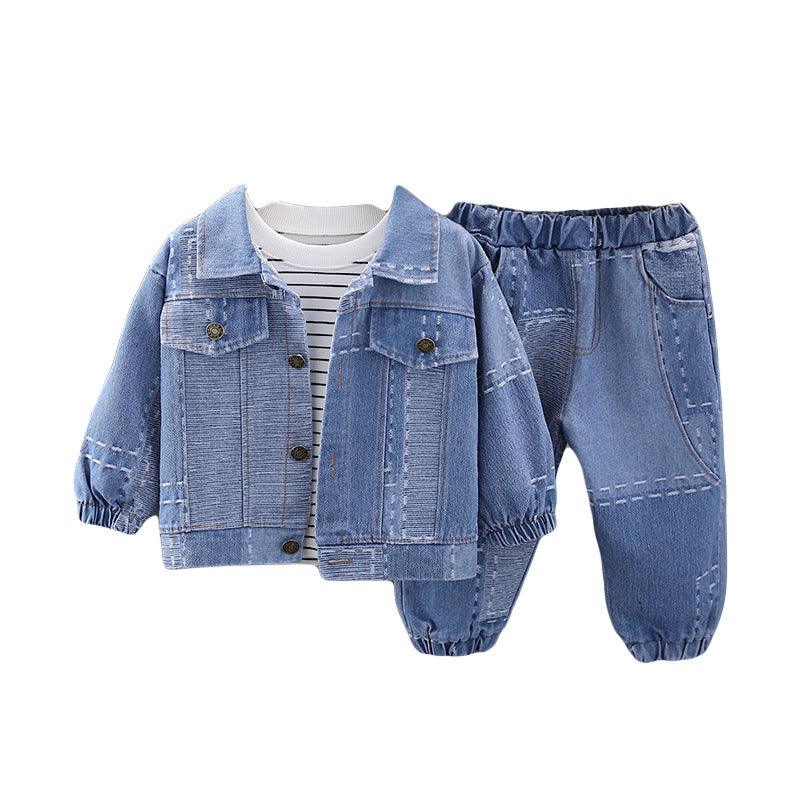 Autumn Children's Jeans Cardigan Pants T-shirt Suit