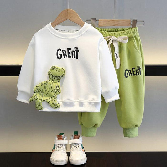 Boys And Girls Sweater Three-dimensional Dinosaur Two-piece Set Children