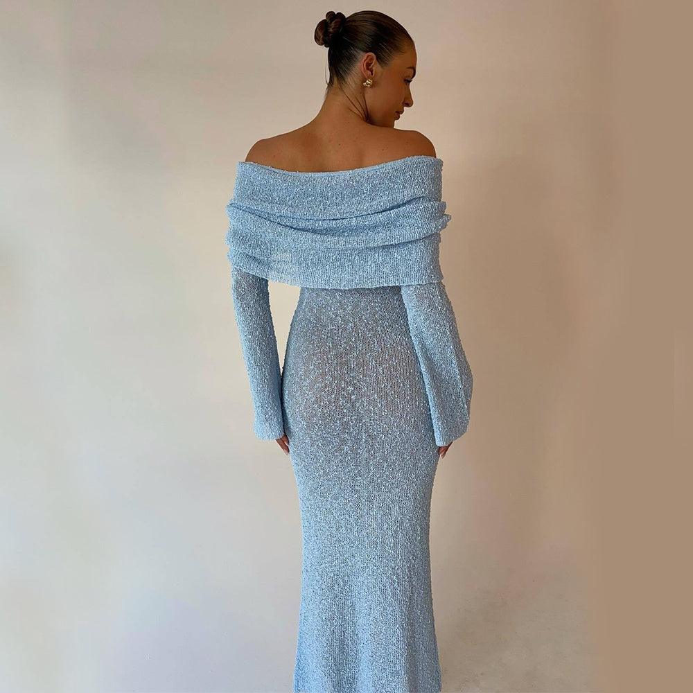 Beach vacation knitted hollow collar long dress