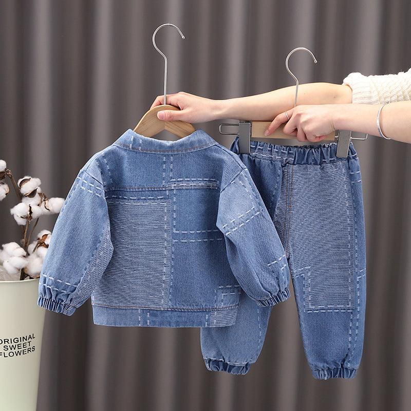 Autumn Children's Jeans Cardigan Pants T-shirt Suit