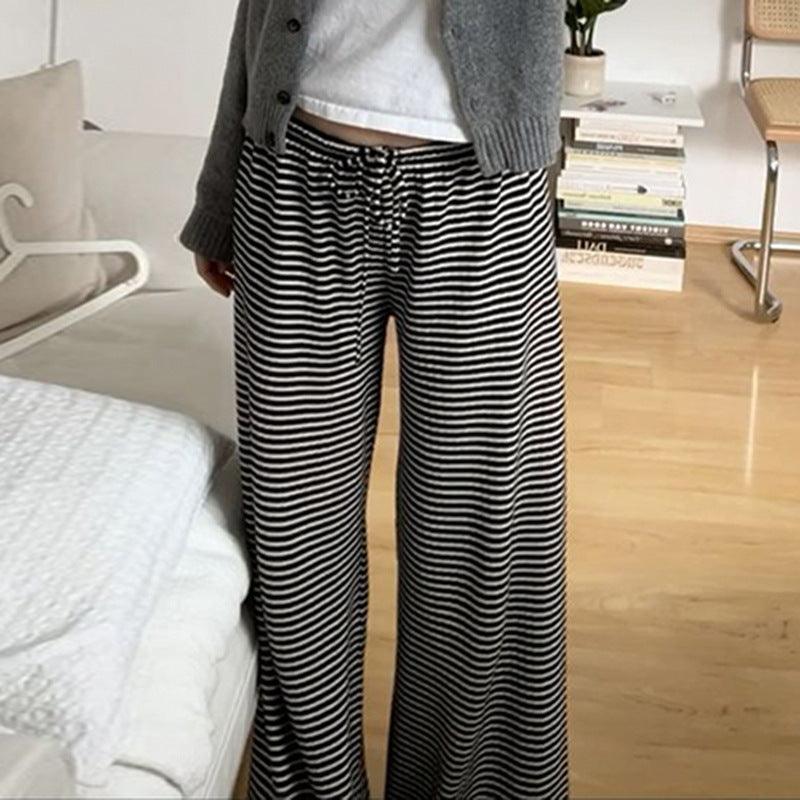 Fashion Striped Knitted Casual Pants Women