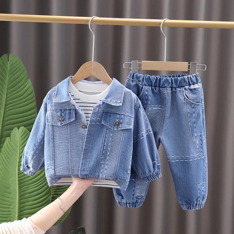 Autumn Children's Jeans Cardigan Pants T-shirt Suit